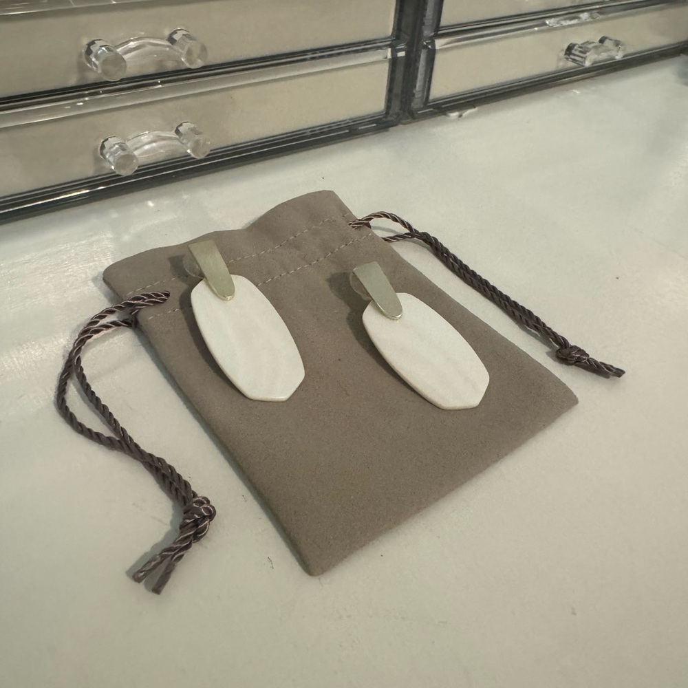 Elegant White Kendra Scott Statement Earrings